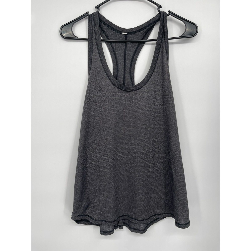 Lululemon Size 8 Cool Racerback Tank Top Women Grey Excellent Space Dye Active